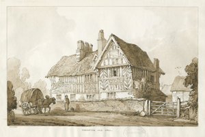 Haughton - Old Hall: sépiová kresba, 1838 od Thomas Peploe Wood