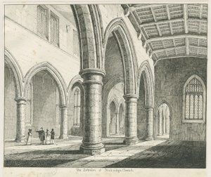 Interiér kostela Penkridge: kresba perem a tuší, nd [? 1837] (kresba) od Thomas Peploe Wood