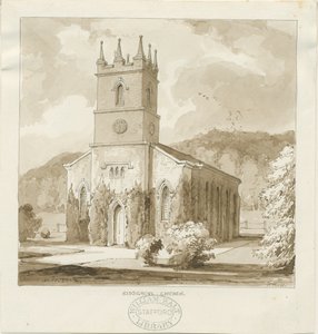 Kidsgrove Church: sépie kresba od Thomas Peploe Wood