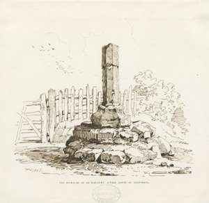 Moreton - Stone Cross zůstává v Chatwell: kresba perem, 1838 od Thomas Peploe Wood