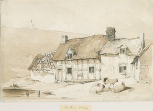 Norbury Village - Staré domy: sépiová kresba