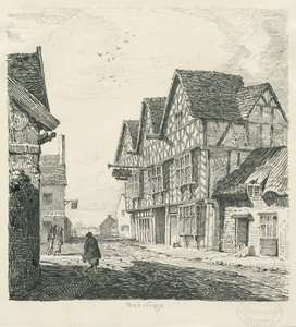 Penkridge Town - Old House: kresba perem a tuší od Thomas Peploe Wood