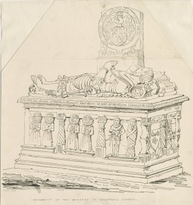 Seighford Church – Hrob Williama a Mercy Bowyerových: kresba perem a tuší od Thomas Peploe Wood
