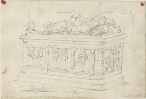 Seighford Church – Hrob Williama a Mercy Bowyerových: kresba tužkou od Thomas Peploe Wood