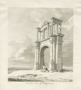 Shugborough - Triumfální oblouk: sépiová kresba, 1836 od Thomas Peploe Wood