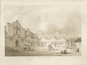 Stafford - Alms Houses: sépiová kresba, nd [1837] (kresba) od Thomas Peploe Wood
