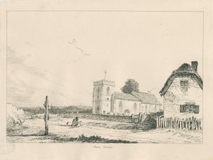 Stowe Church: kresba perem a tuší od Thomas Peploe Wood