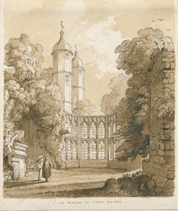 Tixall Hall: perokresba, 1838 od Thomas Peploe Wood