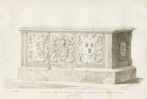 Hrob v Biddulph Church - William Bowyer: sépiová kresba od Thomas Peploe Wood