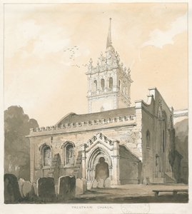 Trentham Church: sépie a žlutá lavírovaná kresba, nd [? 1838]