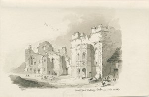 Hrad Tutbury - Court Yard: perokresba, 27. listopadu 1837 od Thomas Peploe Wood
