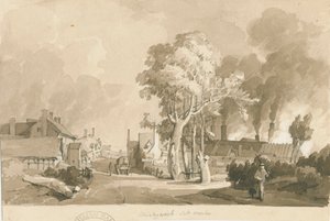 Weston-on-Trent - Shirleywich Saltworks: sépiová kresba, 1838 od Thomas Peploe Wood