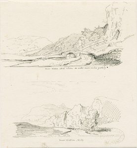 Wetton Mill: kresba perem a tuší, nd [1817-1845] od Thomas Peploe Wood