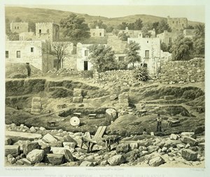 Pohled na vykopávky, z „Historie objevů na Helikarnásu, Cnidus a Branchidae“, od Charlese Thomase Newtona (1816-94), vydáno 1862