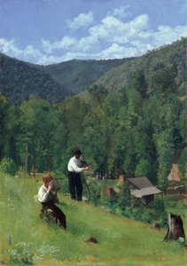 Farmář a jeho syn při sklizni, 1879 od Thomas Pollock Anschutz