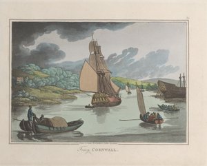 Fowey, Cornwall, z Sketches from Nature, 1822., 1822. Tvůrci: Thomas Rowlandson, Joseph Constantine Stadler.