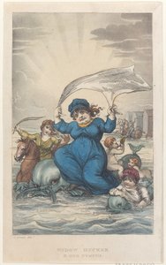 Widow Ducker & Her Nymphs, from Poetical Sketches of Scarborough, 1813., 1813. Tvůrci: Thomas Rowlandson, Joseph Constantine Stadler, J. Bluck.