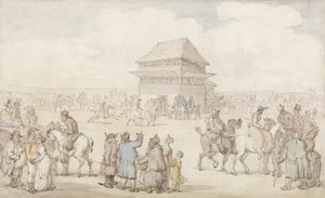 A Crowded Race Meeting, c.1805-10 (pero a inkoust a w/c na papíře) od Thomas Rowlandson