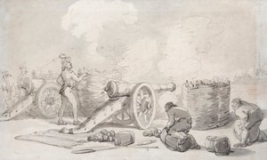Francouzská dělostřelecká divize v akci (akvarel) od Thomas Rowlandson