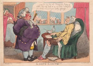 A Going, A Going!!, pub. 1813 (ručně kolorovaná rytina) od Thomas Rowlandson