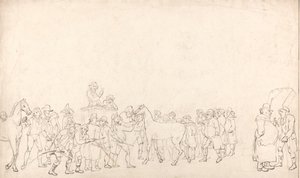 Prodej koní v Hopkinsově skladu (Náčrt) od Thomas Rowlandson