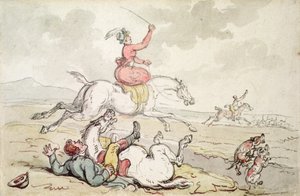 Lovecký incident (pero, inkoust a akvarel na papíře) od Thomas Rowlandson