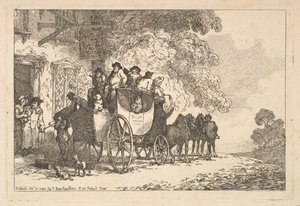 Naložený dostavník před poštovním hostincem od Thomas Rowlandson