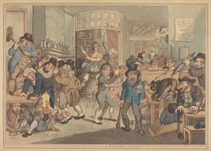 Šílený pes v kavárně od Thomas Rowlandson