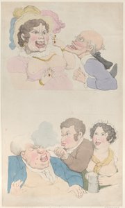 Muž zlákán ženou a kouřit zákazníka, 1800., 1800. od Thomas Rowlandson