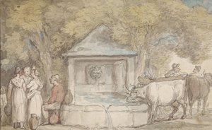 Vesnická fontána od Thomas Rowlandson