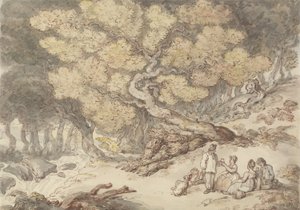 Dřevařský piknik (pero a inkoust s akvarelem přes grafit na papíře) od Thomas Rowlandson