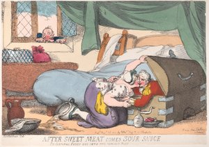 Po sladkém masu přichází kyselá omáčka nebo desátník Casey dostal se do špatné krabice, ..., 30. listopadu 1810. od Thomas Rowlandson