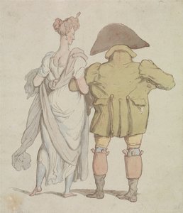Starší muž na procházce s dámou od Thomas Rowlandson