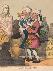 Antiquarians a la Greque, pub. 1805 (ručně kolorovaná rytina) od Thomas Rowlandson