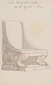 Starožitná židle z bílého mramoru, podle originálu v Římě od Thomas Rowlandson
