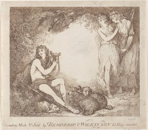 Apollo, Lyra a Daphne Obchodní karta ilustrující Marian, operu, 1797-99., 1797-99. od Thomas Rowlandson