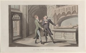 U hrobky Laury, z Journal of Sentimental Travels v jižních provinciích..., 1817-21. od Thomas Rowlandson