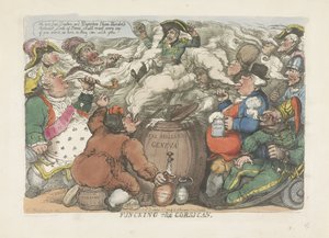 Fumigace Korsičana, 1813 Funcking the Corsican (titul na objektu) od Thomas Rowlandson