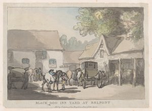 Black Dog Inn Yard At Belfont, 1785-87., 1785-87. od Thomas Rowlandson