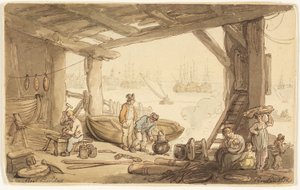 Stavitelé lodí od Thomas Rowlandson