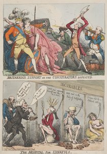 Podpora Britannie aneb Porážka spiklenců – Ústav pro duševně choré od Thomas Rowlandson
