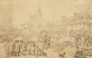 Cardiff (tuš a wash na papíře) od Thomas Rowlandson