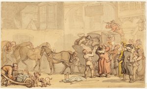 Trenér mění koně od Thomas Rowlandson