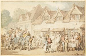 Trenér mění koně od Thomas Rowlandson