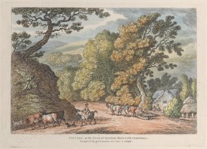 Chata na úpatí Router Mountain Cornwall, od Views v Cornwallu, duben..., 12. dubna 1812. od Thomas Rowlandson