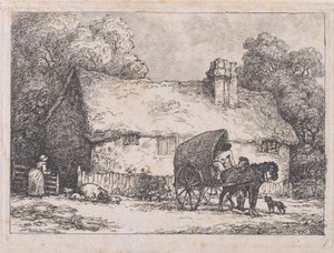Chata s vozíkem a prasaty od Thomas Rowlandson