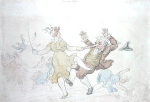 Tančící psi (tužka a tuš s akvarelem na papíře) od Thomas Rowlandson