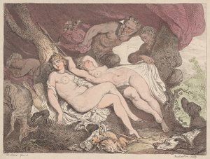 Diana a její nymfy špehovali Satyry, 1790-1799., 1790-1799. od Thomas Rowlandson
