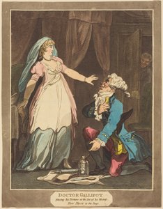 Doktor Gallipot klade své bohatství k nohám své milenky od Thomas Rowlandson
