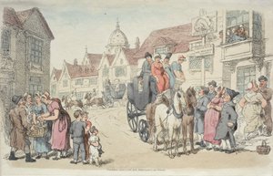 Dolphins Inn: autobusy Greenwich a Woolwich od Thomas Rowlandson